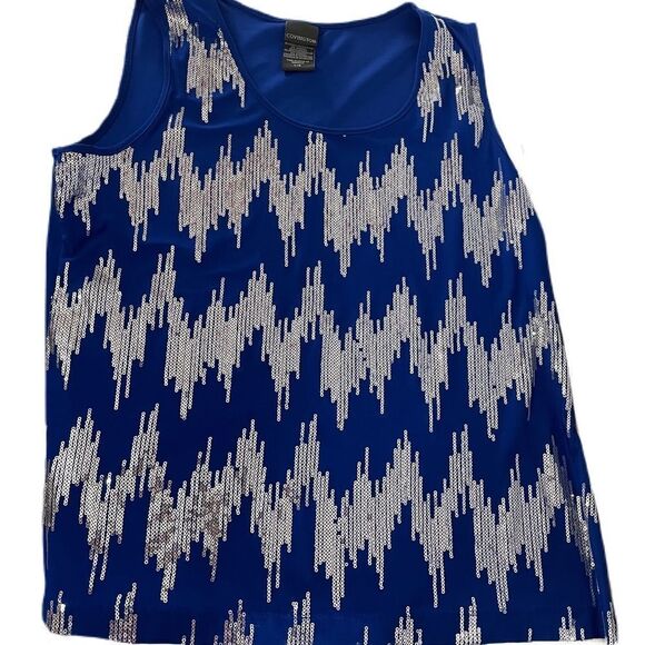 ❣️5/$50 Covington Large Blue Blouse with silver sequins. - Picture 1 of 2